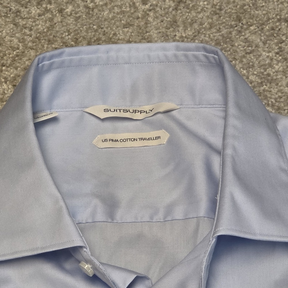 Suitsupply Shirt Men 16 41 Light Blue Twill Tailored Fit Button Up Long Sleeve - Picture 2 of 10